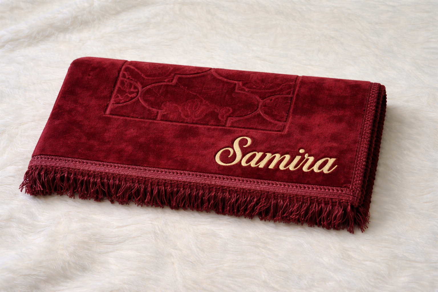 Tapis avec prénom personnalisé rouge