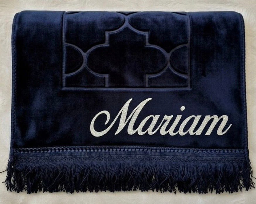 Tapis bleu avec prénom personnalisé
